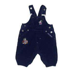 Baby Mickey Co. Vintage Navy Blue Corduroy Character Patch Infant 3-6M Overalls